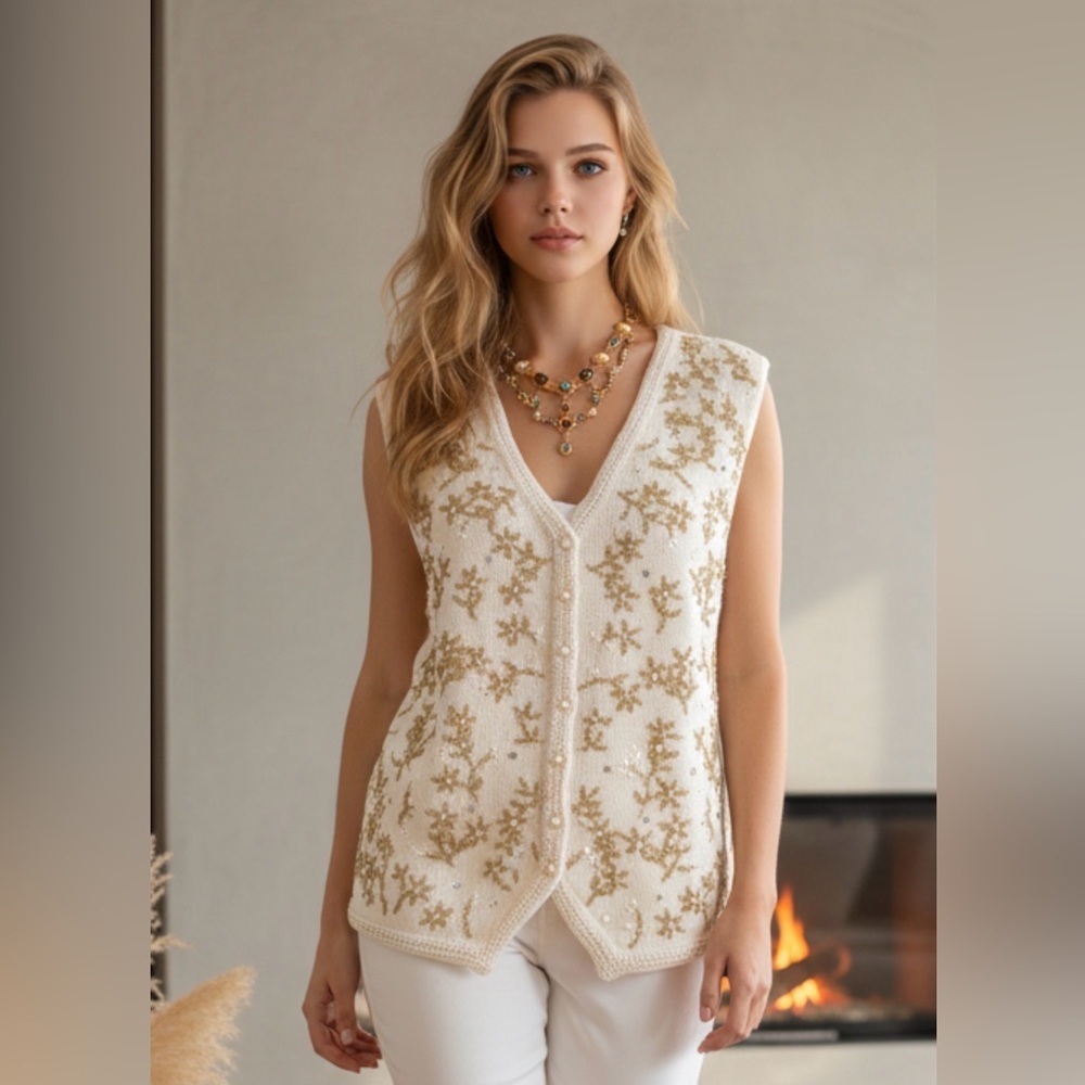 Jacque & KoKo Textured Cream Vest